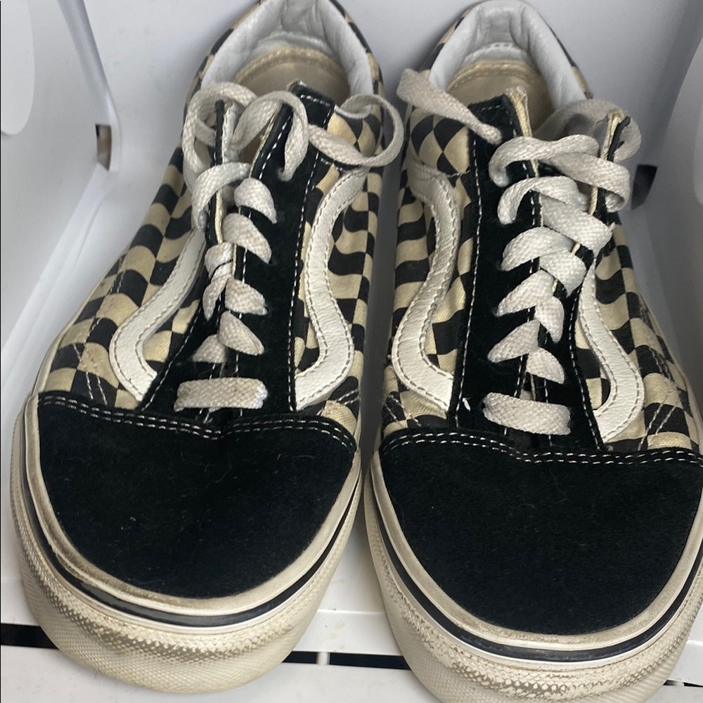 Vans Kids Checkered Black and White Sneakers